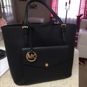 Michael Kors Safiano Leather Black Satchel